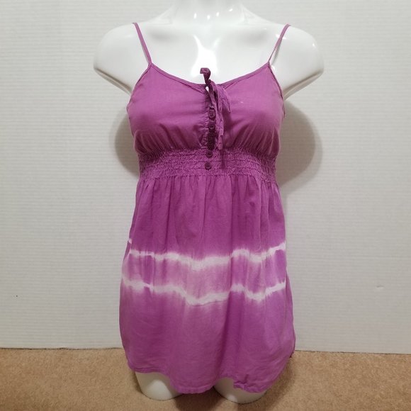 Crown Of Hearts top Medium watercolor ombre tie dye sleeveless keyhole boho - Picture 1 of 12